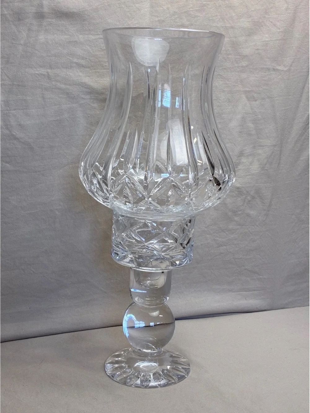 Vintage Clear lead crystal Hurricane Candle Holder